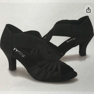 Ballroom Dance Shoes Women Latin Salsa Practice Dance Shoes, Black , Size 5.5